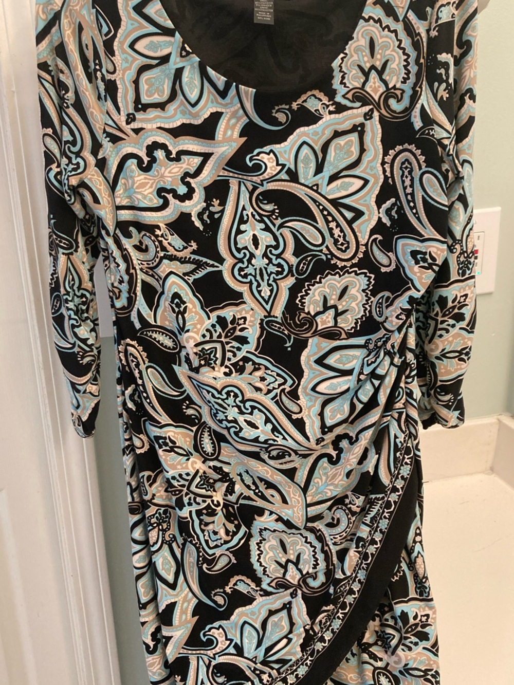 INC International Concepts Black Paisley Wrap Dress